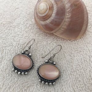 Pink Tiger Eye stone Moon glow Sterling Silver earrings for pierced ears